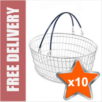 10 x 25 Litre Oval Wire Shopping Basket (Blue Handles)